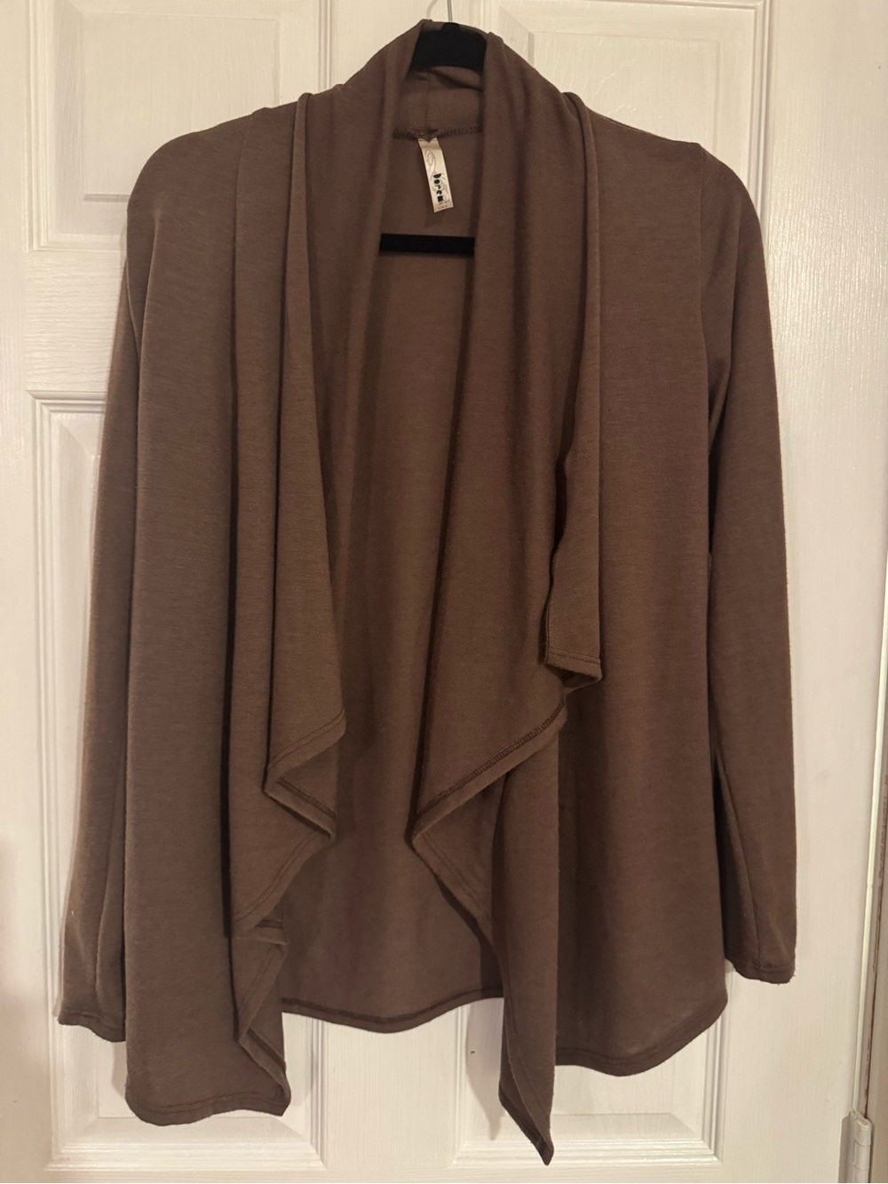 Women's Draped Open Cardigan Sweater - Brown